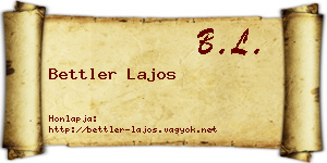 Bettler Lajos névjegykártya